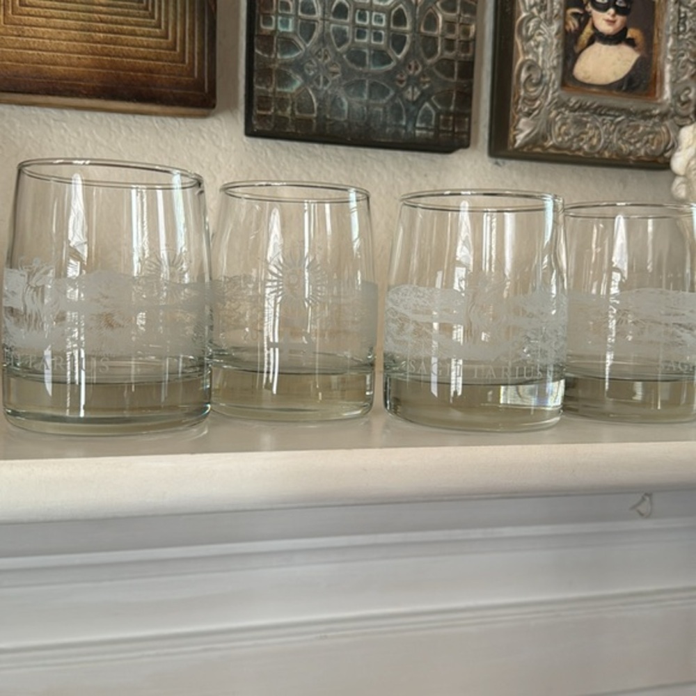 Vtg Zodiac‎ Libbey Sagittarius Clear Whiskey Glass 12oz Barware Drinkware